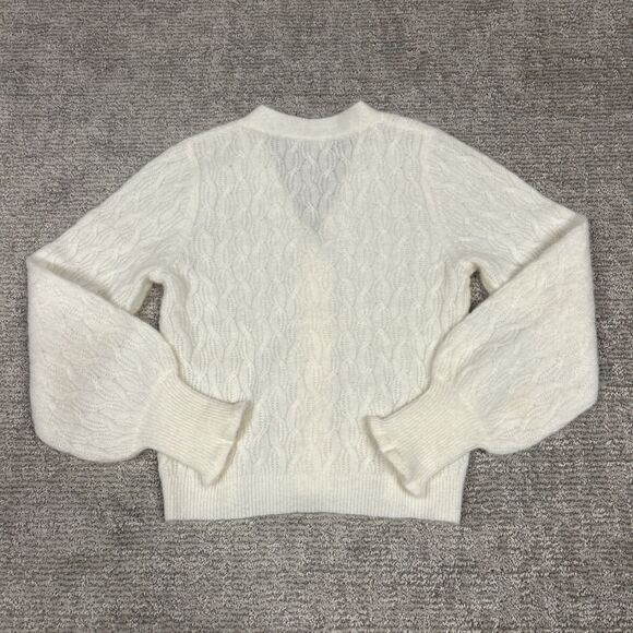 Spartina 449 Nadine Cardigan Sweater Womens XS Ivory Mohair Wool Button Front - Picture 7 of 9